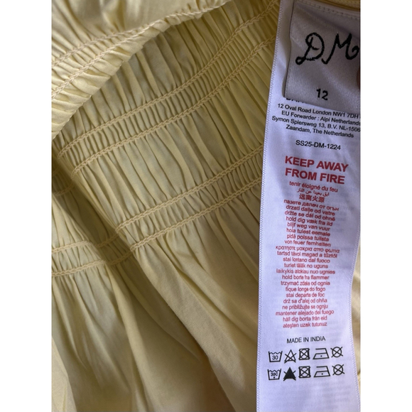 Damson Madder Bea Yellow Black Women's Bow Cami Peplum Organic Cotton UK 12 US 8 - Picture 12 of 13